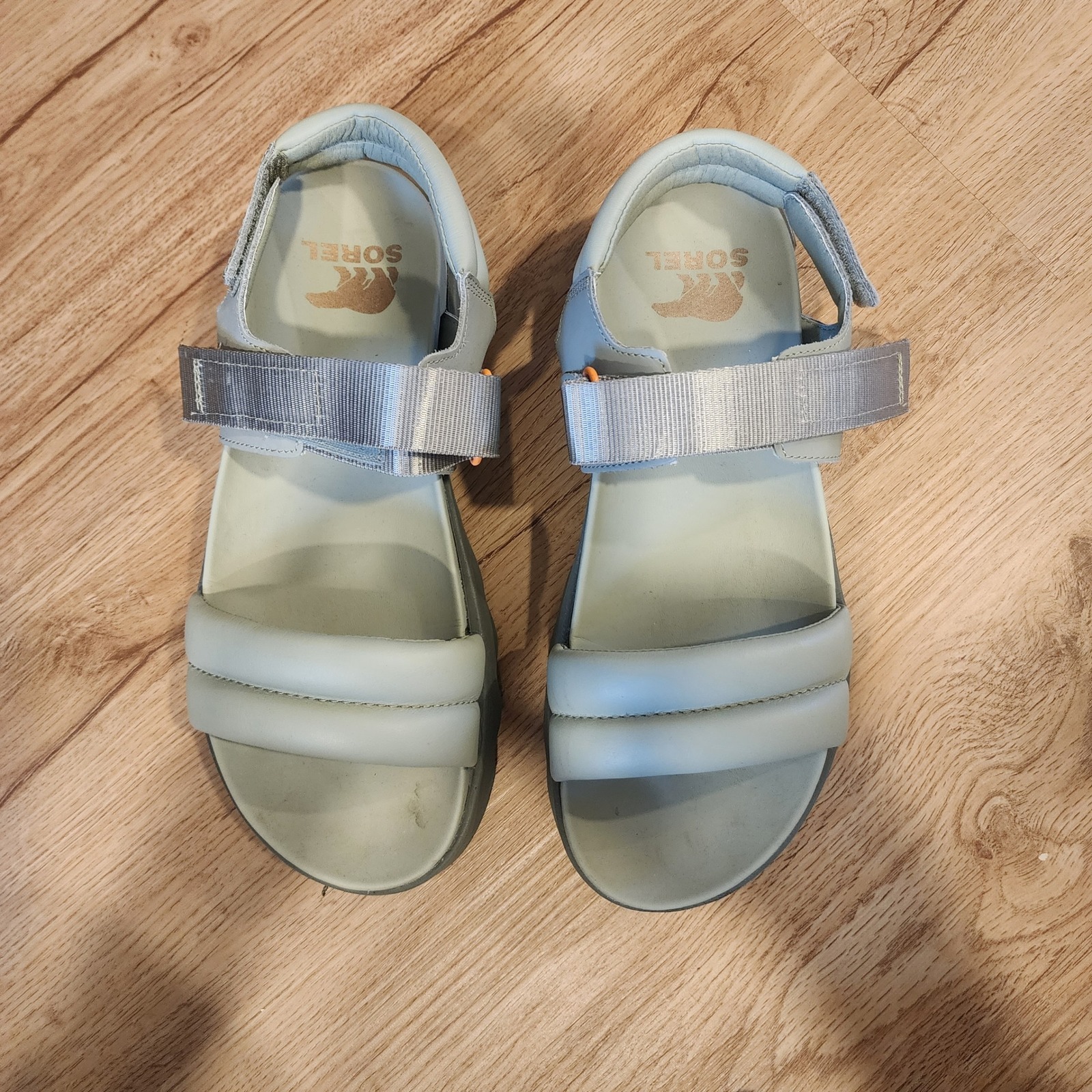 Sorel Viibe Slingback Sandals Sage Green/Orange Womens 9 Gorpcore Utility Tech